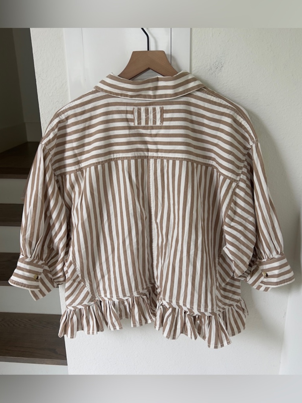 Free People We The Free Bailey Stripe Shirt - Neutral Combo - Medium - NWOT - Picture 5 of 7